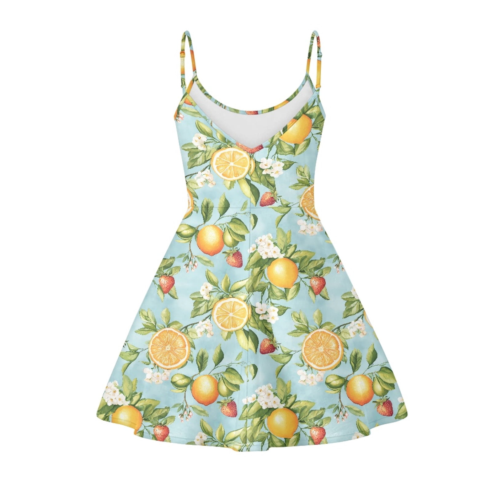 Jeiento Dress Sexy Swing Dress Lemon Midi Dress Sleeveless Summer with Spaghetti Strap Breathable and Comfortable Great Gift for Teen Girls Size 3XL