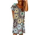 thumbnail image 2 of Inkach Ladies O-Neck Casual Print Plaid Short-Sleeve Casual Mid-Length Dress, 2 of 4