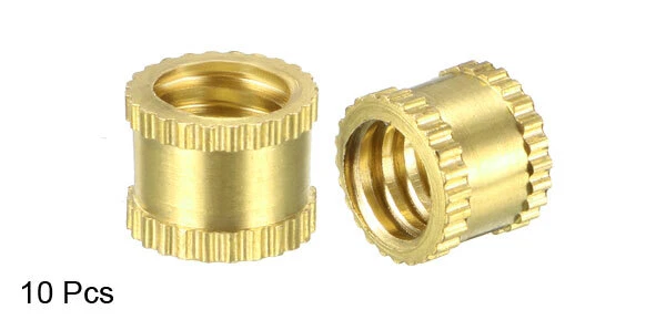 CIRCLE- 10Pcs 1/4"-20 6Mm X 8Mm Brass Knurled Threaded Insert Embedment Nuts