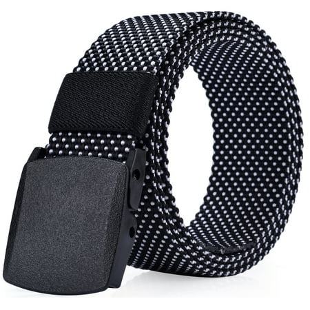 Men's Nylon Webbed Belt Dot Pattern No Metal Parts Plastic Buckle Quick Security Clearance Casual Dress
