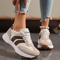 thumbnail image 2 of Rokment Women's Skate Fashion Sneakers Comfortable Suede Color Block Platform Running Walking Tennis Shoes Spring Fall Fashion Casual Skateboard Footwear Beige Size 6, 2 of 7