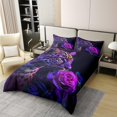 thumbnail image 1 of Queen Size Bedding Set,Jungle Wild Animal Neon Purple Breathable Comforter, 1 of 7