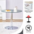 thumbnail image 7 of Hi loPres 35-Inch Round Dining Table, Modern Tempered Glass Top with Silver Chrome Pedestal Base for Kitchen, 7 of 7