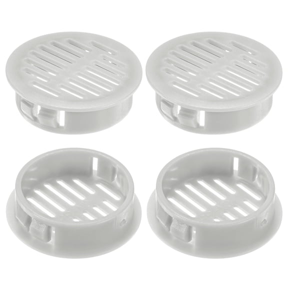 Uxcell 4-Pack Round Soffit Vents, 35mm/1.4 Inch Plastic Air Vents Grille Circular Soffit Vents Cover for Bathroom Home/ Office/Kitchen/Cabinet/Wardrobe [Light Gray]