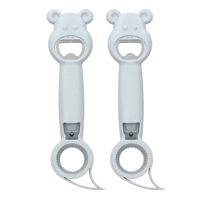 2Pcs 4in1 Peut Ouvrir la Bouteille de Boisson Manuelle Portable Universelle OpenerGray