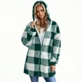 thumbnail image 5 of Dwralegc Womens Oversized Sherpa Jacket Plaid Fuzzy Zip Up Jackets Casual Winter Coats Loose Hooded Christmas Cardigan Sherpa Lined Fleece Jacket with Pockets Clearance Green 3XL, 5 of 8