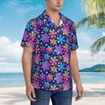 thumbnail image 3 of Fuzoiu Rainbow Snowflakes Print Hawaiian Shirt for Men, Summer Beach Casual Short Sleeve Button Down Shirts, Men’s Beach Summer Shirts with Pocket,X-Large, 3 of 7
