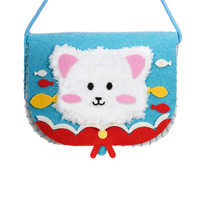 QIPOPIQ Creative Wool Craft Kit, DIY Cartoon Animal Stitching Kit, Handmade Cotton Painting Bag and Cartoon Animal Sewing Kit, Beginner Crochet & Knitting Kit