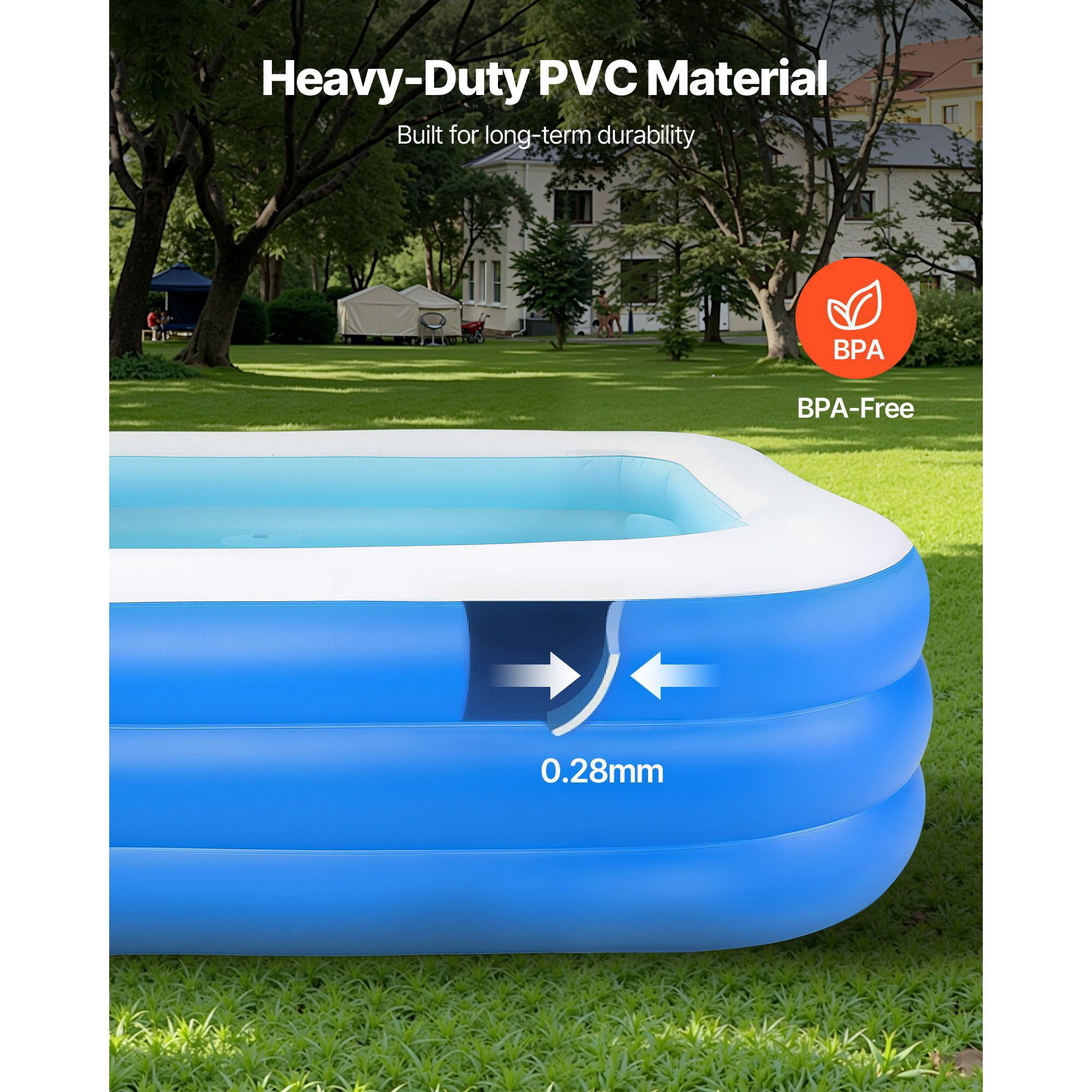 Large Inflatable Swimming Pool 118x67x20 Inch Family Blow Up Pool with Repair Patches for Kids Adults Indoor Outdoor Summer Water Party