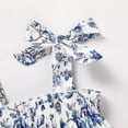 thumbnail image 6 of ZEHJUHAN Baby Girl's Sleeveless Ruffle Print Bow Strap Romper, Lace Trim Jumpsuit with Snap Closure Blue flowers，6-9M, 6 of 7