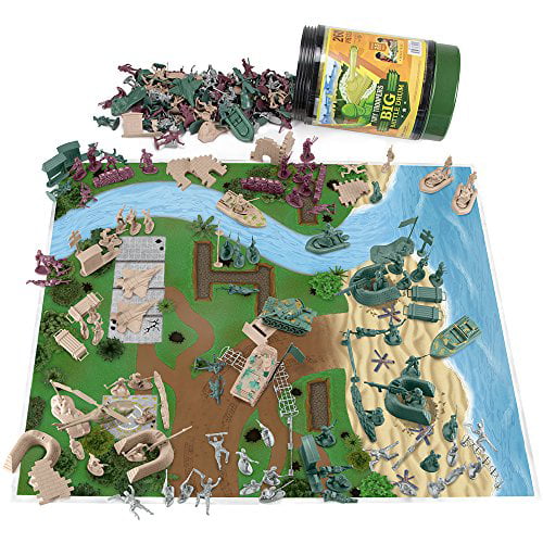 Tiny Troopers Big Battle Drum | 260-piece Army Men, Vehicles, and Play Mat