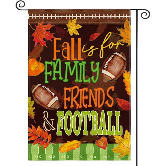 diyeu Fall Football Garden Flag 12 x 18 Inch Double Sided, Fall Is For Family Friends Football Autumn Seasonal Holiday Yard Outdoor Decoration