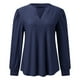 thumbnail image 5 of Top de manga larga con cuello en V y tejido jacquard para mujer - Camiseta holgada de color liso, 5 of 6