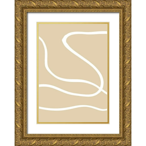 Uppsala Studio 18x24 Gold Ornate Wood Framed with Double Matting Museum Art Print Titled - Beige Lines 01