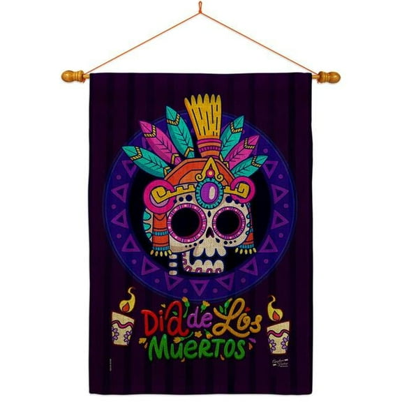 Angeleno Heritage HS130412-DB-03 Dia de los Muertos Falltime Day of Diad 28 x 40 in. Double-Sided Decorative Horizontal Flags for Decoration Banner Garden Yard Gift