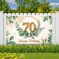 thumbnail image 5 of Elegant Design Happy Birthday Banner Decorative Green Leaves Gold Number 70 for Milestone Celebration Indoor Party Event, 5 of 7