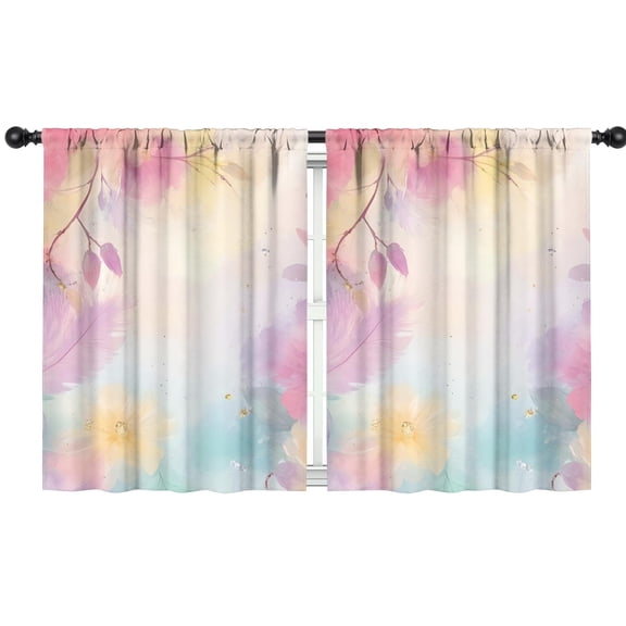 Blackout Kids Curtains,Colorful Floral Pattern Childrens Insulated Curtains Set Of 2,Bedroom Essentials,Toddler Room Decor 42"x54"