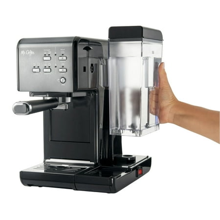 Mr. Coffee - One-Touch CoffeeHouse Espresso and Cappuccino Machine, Dark Stainless - Black