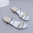 thumbnail image 6 of Avtoify Summer Middle Heels Shoes Women Fashionable Casual Outerwear Versatile Plus Size Solid Color Rhinestones Round Toe Open Toe Low Heels, 6 of 9