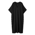 thumbnail image 6 of Iyufng Loungewear Maxi Dresses for Women V-Neck Solid Color Mid Sleeve Button Down Dress and Pockets, 6 of 6