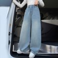 thumbnail image 5 of TOWED22 Girls Jeans Baggy Cute Jean Kids Y2K Denim Pants with Pockets High Waisted Embroidered Trousers for Teens,Light Blue,15-16 Y, 5 of 9