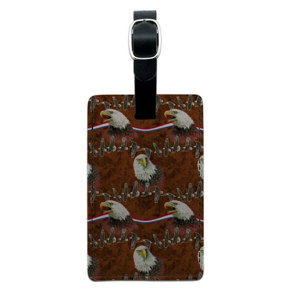 Bald Eagle Patriotic American Banner Rectangle Leather Luggage Card Suitcase Carry-On ID Tag