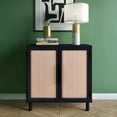 thumbnail image 2 of Hopper Studio Delancey 2-Door Cabinet, Black and Brown with Rattan Panels, 2 of 7