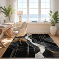thumbnail image 3 of Design&I 8'x10' Washable Area Rug Geometric Swirl Abstract Stripe Veined Mineral Motif Border Interlocking for King Size Bedroom, Under Bed, Sleek Flatweave Pet Friendly, 3 of 7