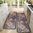 thumbnail image 4 of Kitchen Rugs Sets Of 2,Multicolor Ethnic Geometric Pattern Anti Fatigue Kitchen Mat Rugs Non Slip Washable,Decorative Kitchen Floor Mats for Kitchen,Sink,Laundry,17"x47"+17"x47", 4 of 5