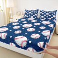 thumbnail image 3 of Feelyou Cartoon Baseball Kids Full Size Sheets, Galaxy Stars Navy Bed Sheets, 4pcs, 3 of 7