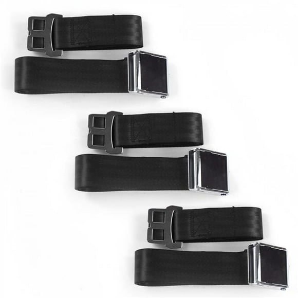 AMC Gremlin 1970-1979 Airplane 2 Point Black Lap Bench Seat Belt Kit - 3 Belts