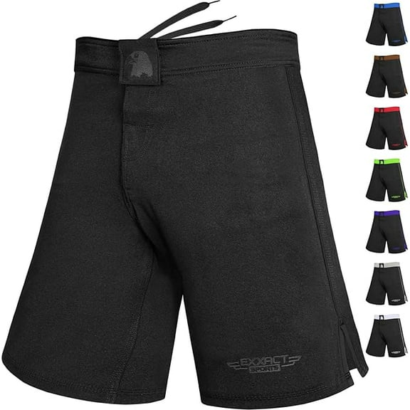 Exxact Sports MMA Shorts, IBJJF Ranked No Gi BJJ Jiu Jitsu Shorts for Men, Boxing, Cross Training & Grappling Shorts (Black, AS)