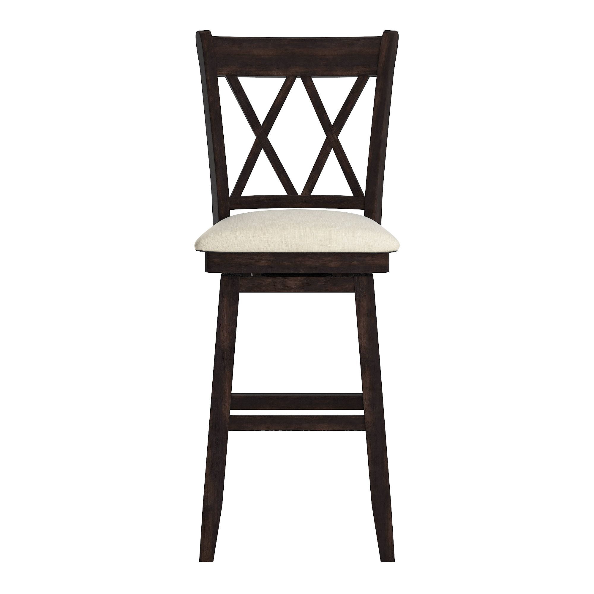 Weston Home Sheena Double X Back Bar Height Wood Swivel Stool, Antique Black