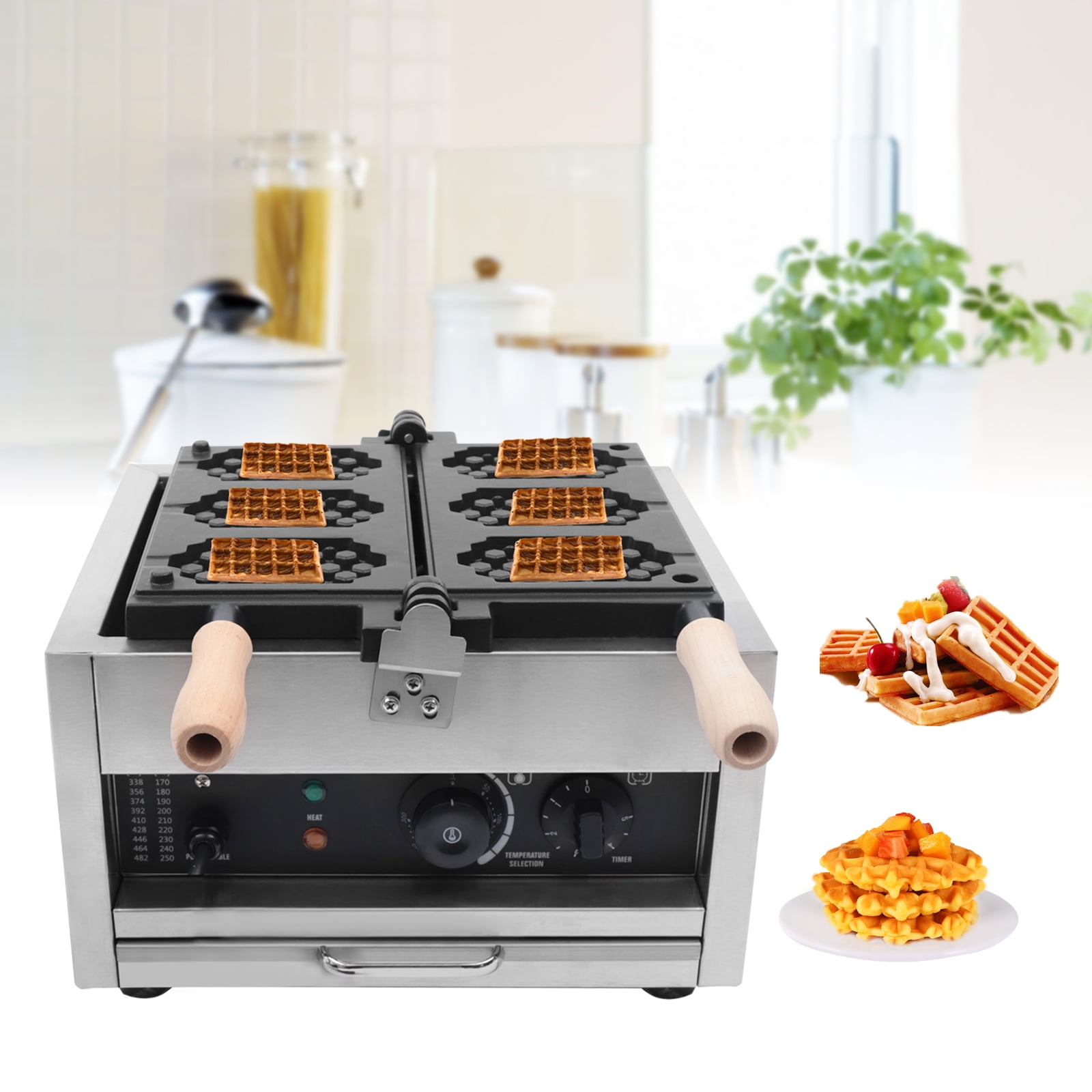 Miumaeov Commercial Waffle Maker, Electric Baker Machine Nonstick