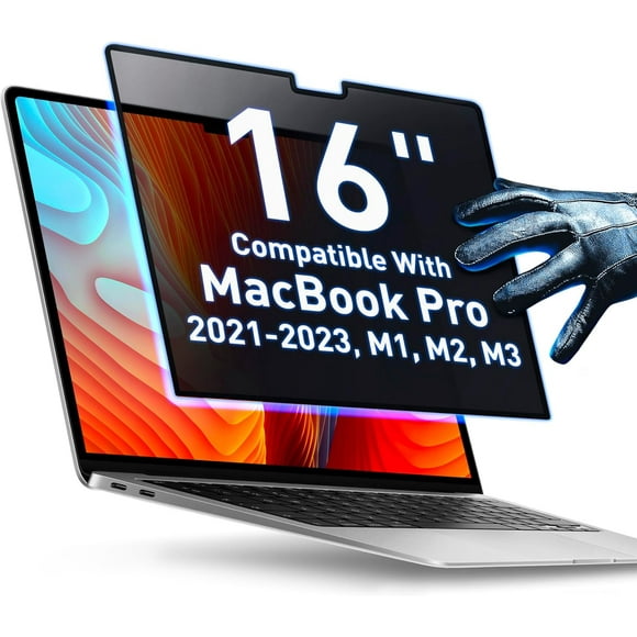Removable Privacy Screen Compatible with MacBook Pro 16" 2021, 2022, 2023, M1, M2, M3 | Easy On/Off Anti-Glare Laptop