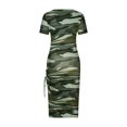 thumbnail image 4 of QIPOPIQ Robes pour Femmes Longue Robe Fluide à Volants Manches Courtes Tendance Col Rond Trou Robe d'Été Décontractée Robes Aguichant Jupe Longue 2023 Offres, 4 of 5