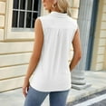 thumbnail image 4 of ZOHIUM Boho Tops for Women Tshirts Tank Tops for Women Lapel V Neck Splicing Sleeveless Vest Solid Color Casual Loose Dressy Fashion Summer 2024 Womens Work Tops Tshirts (White,XXL), 4 of 6