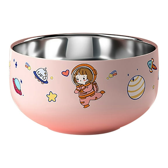 LACKUST Household Ramen Bowls,Stainless Steel Liner Large Ramen Bowl Noodles with Double-layer,Children's Soup Rice Noodles Bowl for Home Kitchen Office College Dorm Room,Pink
