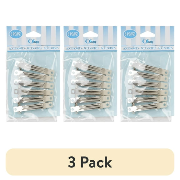 (3 pack) Offray Accessories, Silver Small Metal Rectangle Hair Clips great for DIY hair bows, 6 count, 1 Package