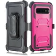 thumbnail image 1 of for 5.8" Samsung Galaxy S10e Belt Clip Holster Raised Bevel Design Enhance Camera and Screen Protection Kickstands Hybrid Shockproof Heavy Duty Hard Back Armor Impact Bumper Combo Phone Case [Pink], 1 of 4