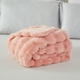 thumbnail image 3 of URBONUR Blush Pink Bubble Throw Blankets for Couch Chair Bed, Luxury Faux Fur Fluffy Throw Blanket,Warm Soft Thick Fuzzy Throw Blanket for Women Men 51×63 Inches, 3 of 9