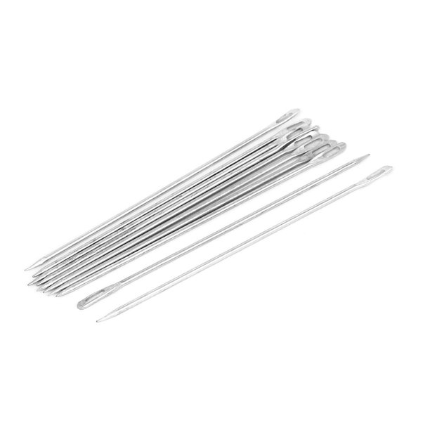 Unique Bargains 10Pcs Upholstery Repair Metal Sewing Needles for Canvas Leather Carpet