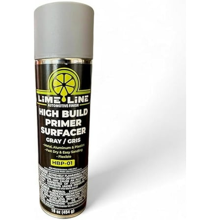 LiME LiNE 1K Flexible High Build Primer Surfacer, Direct to Metal, Automotive and Industrial Grade, 16 oz Aerosol Spray Can, Primer Light Grey (Pack of 1)
