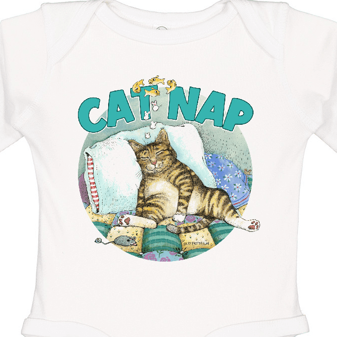 Inktastic Cat Nap Cute Sleeping Cat Boys or Girls Long Sleeve Baby Bodysuit