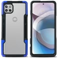 thumbnail image 3 of Nakedcellphone Acrylic Hybrid Series Compatible with Motorola One 5G Ace Case - [Black/Blue] Clear Back Panel, TPU Rubber Trim, Anti-Shock Phone Cover for XT2113, 3 of 7
