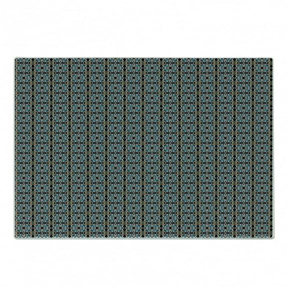 Retro Cutting Board, Abstract Floral Motifs Ornamental and Old Fashioned Mosaic Tile Pattern Vintage Style, Decorative Tempered Glass Cutting and Serving Board, Small Size, Multicolor, by Ambesonne