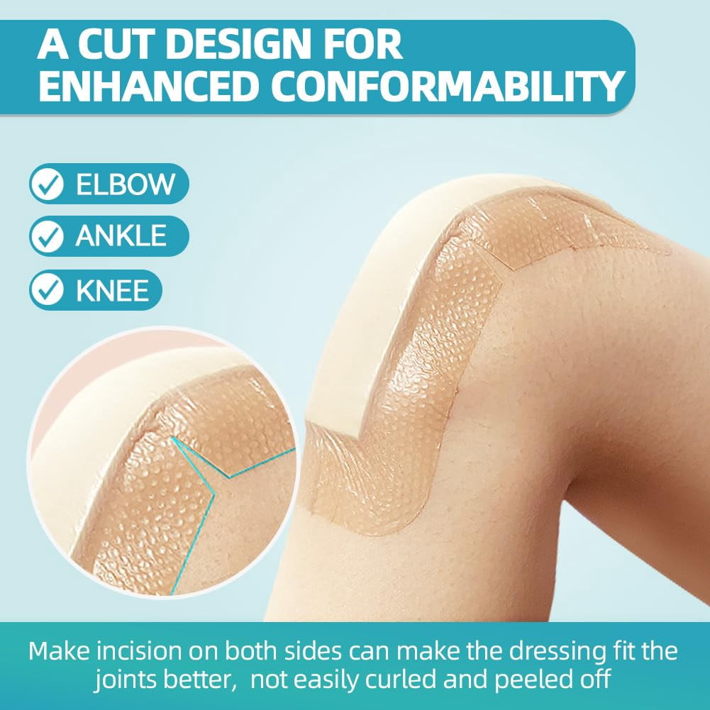 Dimora Silicone Foam Dressing with Border, 4" x 8", 10 Count, Adhesive Adhesive Wound Dressing for Minor Surgical Incisions, Large Bed Sores Bandage