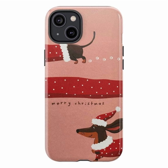 Funny Christmas Dachshund Phone Case, Santa Dog Long Wiener Cute Holiday Cover for iPhone 17 16 15 14 13 12 11 Plus Pro Max Mini