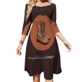 thumbnail image 1 of Estas botas están hechas para caminar Vestido acampanado Vestido de cuello cuadrado Botas de vestir estampadas de moda femenina elegante Botas altas y enrollables, 1 of 6
