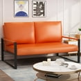 thumbnail image 2 of AWQM Industrial Sleek Faux Leather Loveseat, Gray, 2 of 7